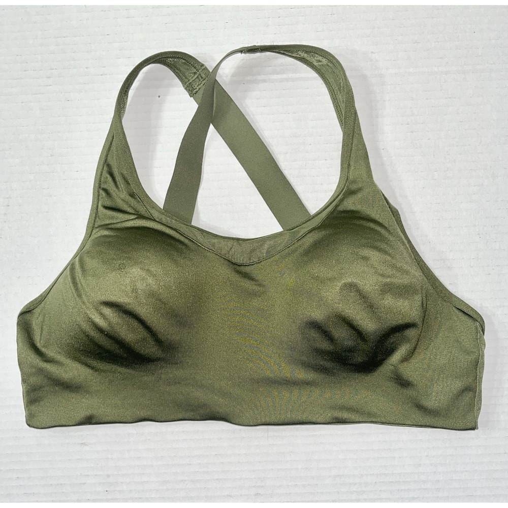 Victoria's Secret PINK Sports Bra Size Medium Olive Green Cross Back Adjustable